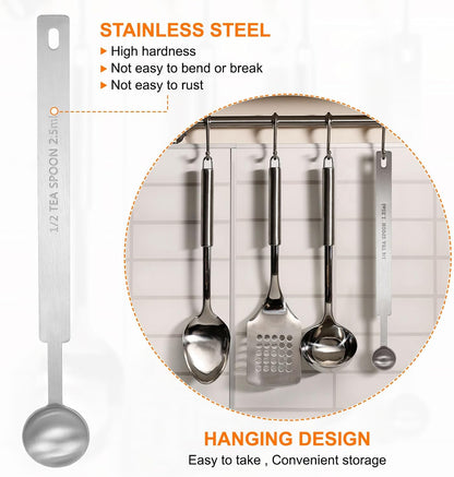 HARFINGTON Single Measuring Spoon 1/2tsp (1/6tbsp, 2.5ml) Teaspoon/Tablespoon 430 Stainless Steel Single Tiny Square Bowl Measuring Spoon Long Handle Measure Scoop