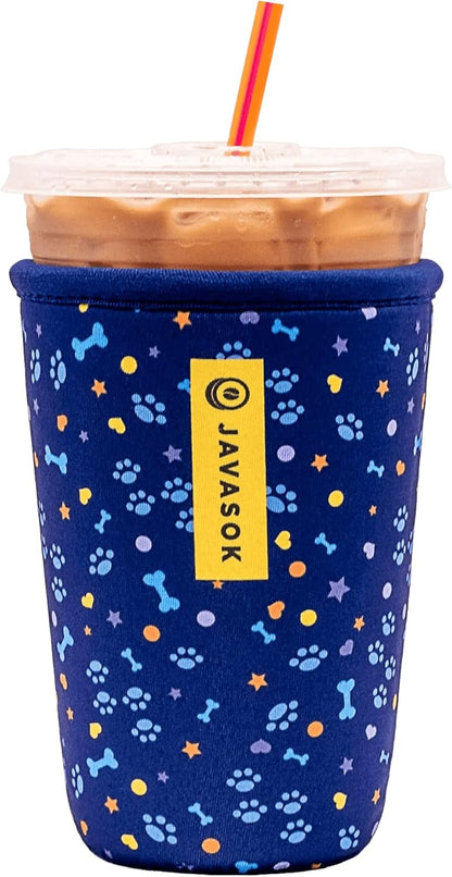 Sok It JavaSok Iced Coffee & Cold Soda Insulated Neoprene Cup Sleeve (Paws and Bones, Medium: 22-28oz)