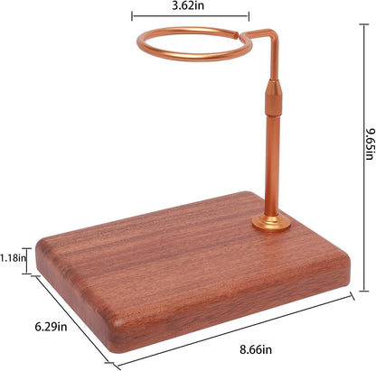 Pour Over Coffee Maker with Adjustable Stand & Wooden Base, Dripper Stand for Manual Coffee Brewing, Coffee Filter Holder, Tea Strainer Stand for Home, Café, Restaurant, Camping, Golden