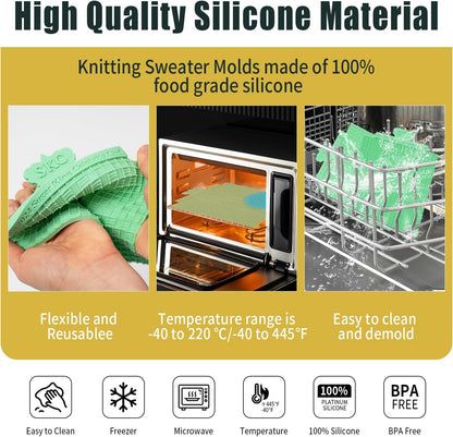 KALAIEN Sweater Texture Fondant Impression Mats Knit Fondant Embosser Texture Mats for Clay Cake Decorating Fondant Molds Set of 3