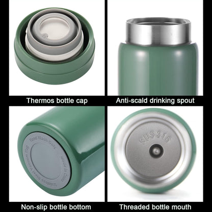 10oz Mini Water Bottle Stainless Steel Thermos Small Flask - Insulated Vacuum, Leak Proof, Keeps Drinks Hot/Cold - Ideal for Coffee, Tea, Water - Green