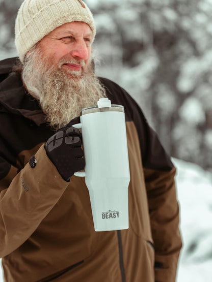 Beast 50 oz Tumbler Stainless Steel Vacuum Insulated Coffee Ice Cup Double Wall Travel Flask (Arctic White)