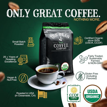 The Bean Organic Coffee Company Milky Way, Medium Roast, Whole Bean Coffee, 5-Pound Bag