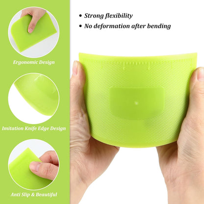 4 Piece Plastic Dough Scraper Bowl Scraper Flexible Multipurpose Food Scraper Plastic Dough Cutter for Bread Cake Dough Fondant Icing (White, Green, Yellow, Red)