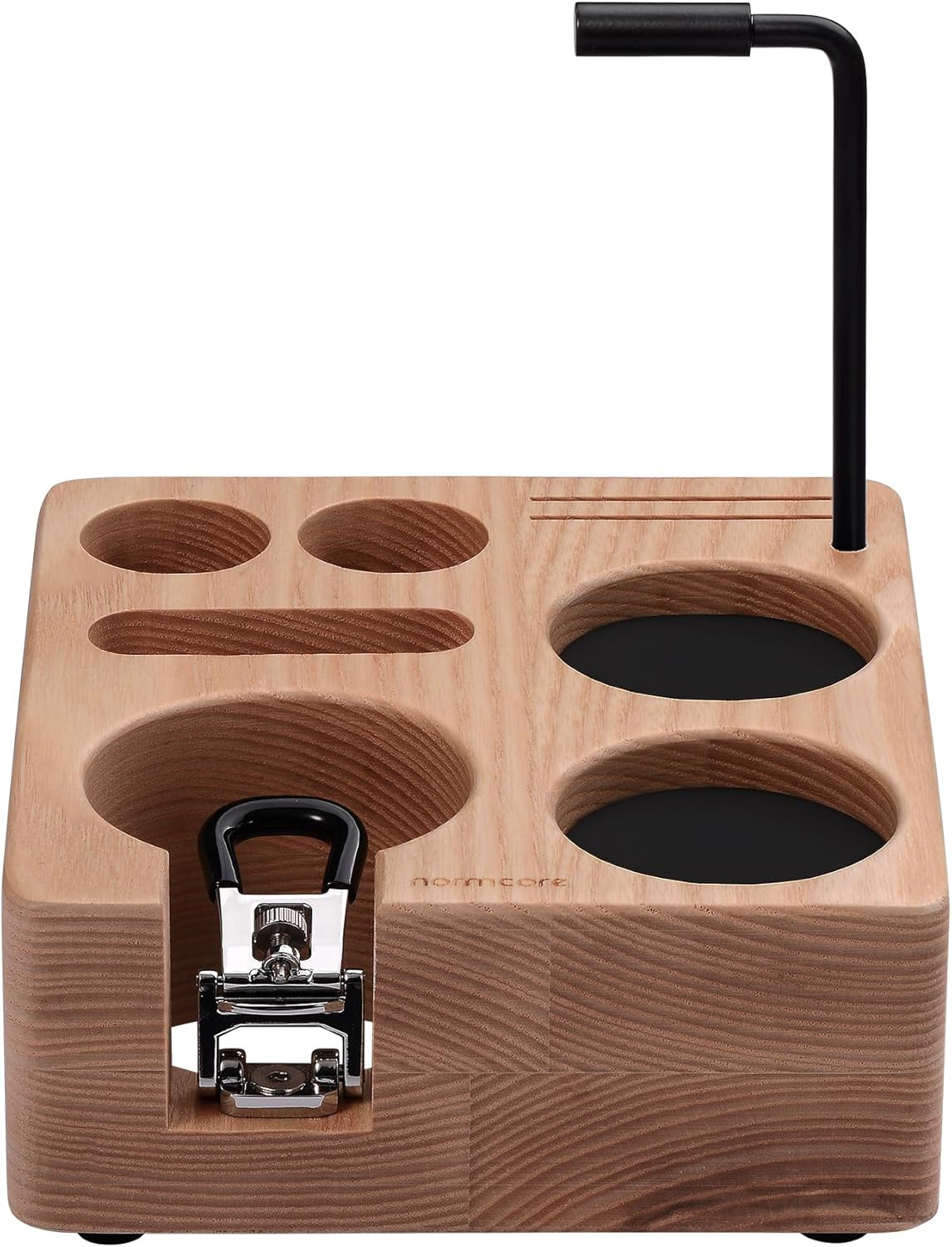 Normcore Compact Tamping Station, Tamper WDT Holder Portafilters Stand, Espresso Accessory Tool Organizer For 51mm 54mm Machine, Adjustable Height, Solid American Ashwood