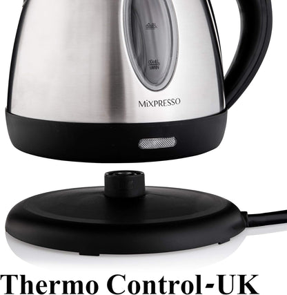 Mixpresso Stainless Steel Electric Kettle, Cordless Pot 1.2L Portable Electric Hot Water Kettle, 1500w Strong Fast Boiling Pot, Water Boiler, Electric Tea Kettle With Boil Dry Protection