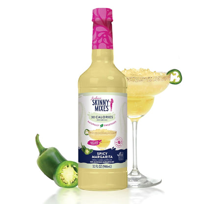 Jordan's Skinny Syrups Sugar Free Syrup, Naturally Sweetened Spicy Margarita Mix Syrup, 32 oz, Low Calorie Flavoring, Protein Shake, Cocktail & More, Gluten Free, Keto Friendly