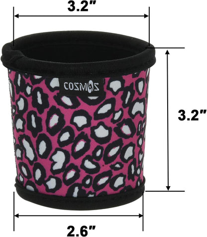 CM Reusable Coffee Mug Sleeve Cover Heat Resistant Neoprene Insulator Sleeve for Coffee Tea Hot Cold Beverage (Leo Print Patterns - Blue, Pink, Kakki - Pack of 3)