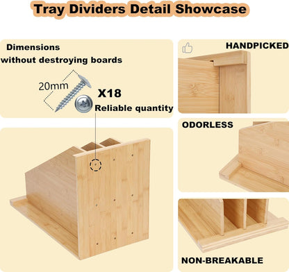 Tray Dividers for Cabinets-15"H x 22"D x 12"W,Wooden Vertical Organizer for Cookie Sheets,Pans&Lids#Kitchen Cabinet Divider with 3 Adjustable Sections,Easy Install with Installation Drawings Included
