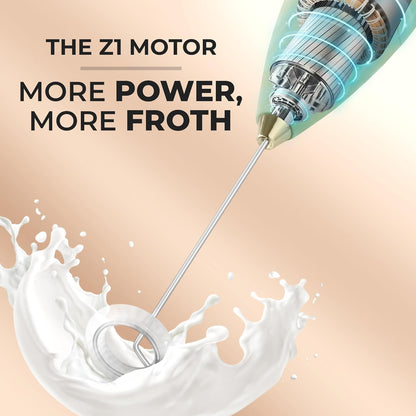Zulay Kitchen Powerful Milk Frother Wand With 4 AA Duracell Batteries - Ultra Fast Handheld Drink Mixer - Electric Whisk Foam Maker for Coffee, Lattes, Cappuccino, Matcha & Creamer -