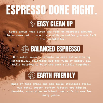 PuckBuddy 53.5mm Espresso Puck Screen (3 Pack) - Lower Shower Screen - Metal Contact Screen for 54mm Portafilter Filter Basket - 1.7mm Thickness 150μm Mesh - 316 Stainless Steel (53.5mm)