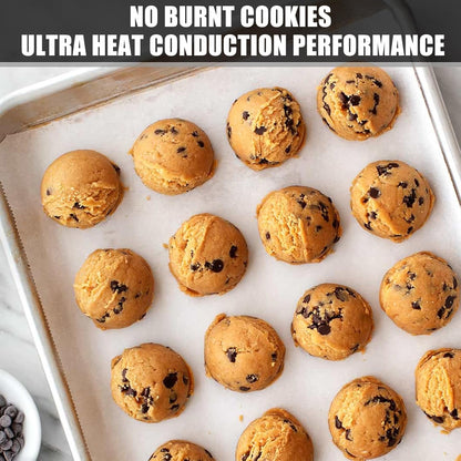 Baking Sheet Cookie Sheet Set of 2, Umite Chef Stainless Steel Baking Pans Tray Professional 18 inch, Non Toxic & Healthy, Mirror Finish & Rust Free, Easy Clean & Dishwasher Safe