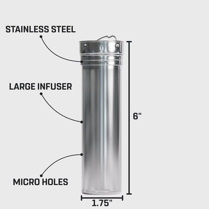 Vessence Stainless Steel Infuser - Extra Long Fine Mesh Filter for Loose Leaf Tea, Fruits or Ice | Compatible with Vessence Water Bottles