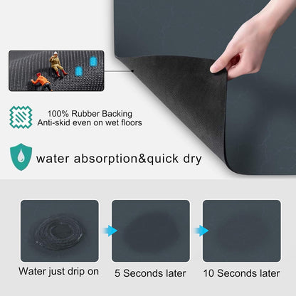 Golener Coffee Maker Mat - Cafe Bar Decor for Coffee Station, Dish Drying Mat, Drip Tray for Dish Rack, Absorbent Mat for Countertops, Non-slip Material Keeps Dish in Place, 23”x15”, Marble Navy