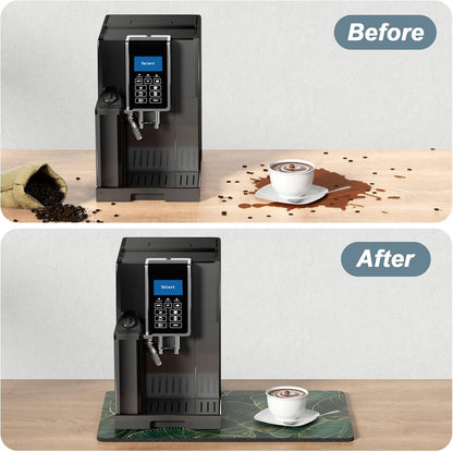 Rnivvi Coffee Mat, 12" x 19" Cute Tropical Theme Coffee Bar Mats for Espresso Machine Station Accessories and Organizer, Hide Stain Rubber Backed Absorbent Dish Drying Pad for Kitchen Counter, Palm