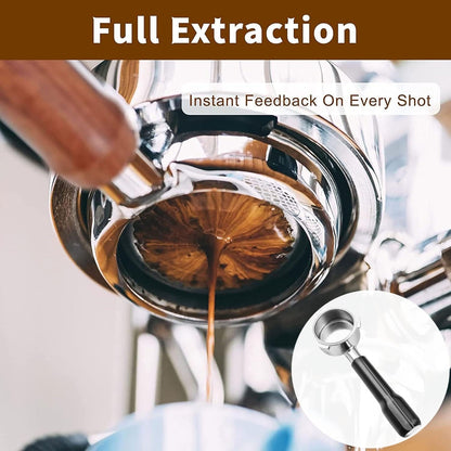 54mm Coffee Bottomless Portafilter, Compatible with Breville Barista Bes 870/878/880/876/840/810/500/450 Replacement Parts Bottomless Portafilter(Walnut)