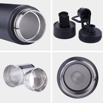 Tea Infuser Bottle With Removable Loose Leaf Tea Strainer Cup 18/8 Stainless Steel Insulated Travel Tea Tumbler Black