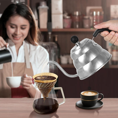 Stainless Steel Tea Kettle 800ml W/O Thermometer Gooseneck Kettle for Stovetop Pour Over Coffee Kettle Precision Pour Drip Spout Tea Pot 28oz,4 Cup,Silver,1Pack