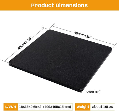 Granite Cutting Board, Marble Slab Pastry Board With Non-Slip Feet For Baking, Cheese, Charcuterie, Chocolate, 16x16 Inch, 1 Piece
