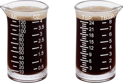 Ackers 4 Oz Glass Measuring Cup,Borosilicate Shot Glass with V-Shaped Spout-Etching Scale