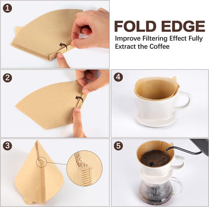 Pro Mael Cone Coffee Filters #4, Number 4 Coffee Filter 8-12 Cup for Drip Coffee Maker, Unbleached Natural (200, #4)
