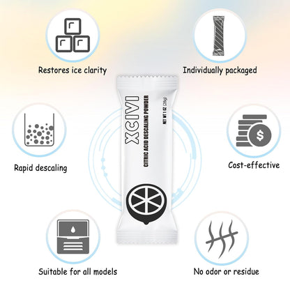 xcivi Household Ice Maker Descaling Powder Compatible with GE Profile Opal Ice Maker, Ice Machine Cleaner Maker Descaler, Helps Remove Hard Water and Mineral Buildup, Individually Packed (4)