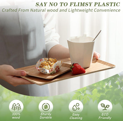 Wooden Trays for Eating, Decorative Serving Trays - 8 x 11 Inch, Brown