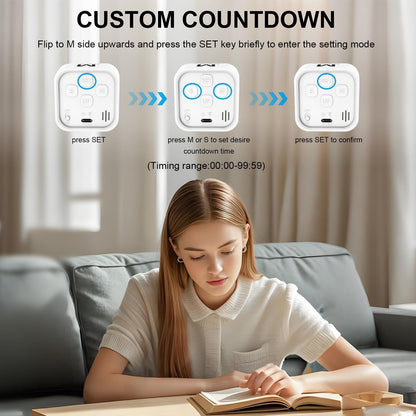 Rotating Cube Visual Timer 5, 25, 10, 50 Min Preset + Custom Countdown, Rechargeable Desk Productivity Flip Timer w/Silicone Case, Silent Mode, Ideal for ADHD Tool Study Work School (White)