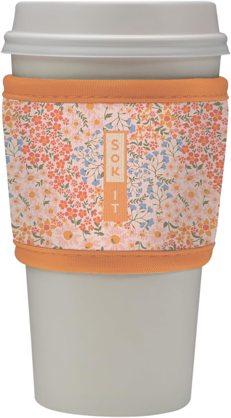 Sok It HotSok Coffee & Tea Reusable Insulated Neoprene Cup Sleeve (Dainty Florals)
