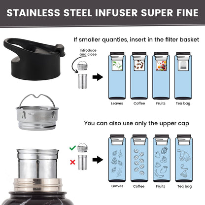 Lexlion 32 Oz Triple Walled Insulated Stainless Steel Tea Infuser Bottle, Fruit Infuser, Leakproof, Sweatproof