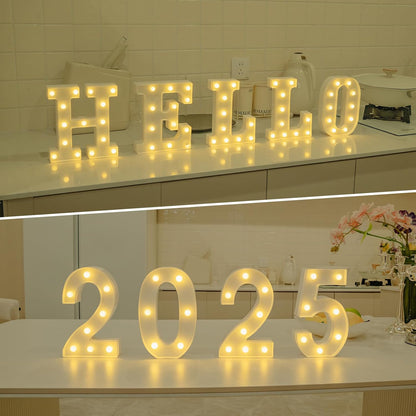 Foaky LED Letter Lights Sign Marquee Light Up Letters Sign for Night Light Wedding/Birthday Party Battery Powered Christmas Lamp Home Bar Decoration(J)
