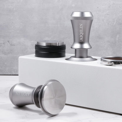 Espresso Tamper, Constant 30lb Coffee Tamper with double Calibrated Spring Loaded, Stainless Steel double spring loaded Coffee Tamper Fits for All Portafilters- Flat Base (51mm, SILVER)