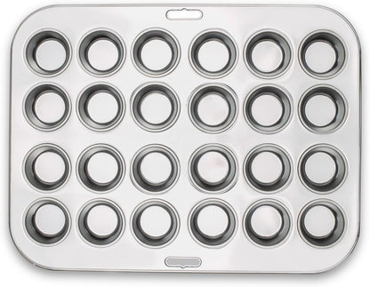 Fox Run Mini Muffin and Cupcake Pan, 24 Mini Cups, Stainless Steel Baking Pan, 10.5 x 13.75 x 1.5 inches,
