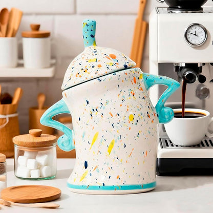 Canister With Attitude,Large Capacity Cute Sassy Storage Canister,Interesting food jars, stylish airtight large ceramic lids, coffee, tea, sugar and spice storage jars with spoons (Colour)