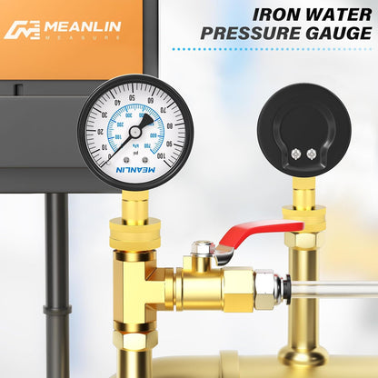 MEANLIN MEASURE 0-100psi Water Pressure Gauge,3/4" Female 2.5" FACE DIAL Water Pressure Test Gauge with Sealing Ring, Water Pressure Gauge for Home