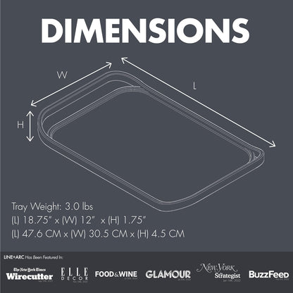 LINE+ARC Waterproof, Easy-to-Clean, 18"x12" Serving Tray Extra Large Handles (Bone) 100% Food-Grade Melamine for Breakfast, Dinner, Bed, Tea, Crafts, Decorative, TV, Couch, Outdoor, Patio