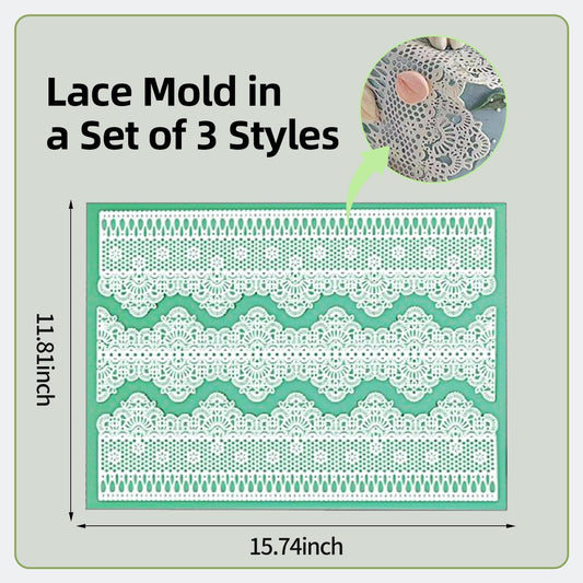 GROWTAIL Lace Molds Silicone,Cake Fondant Embossing Mat,Lace Molds for Cake Decorating Edible Lace