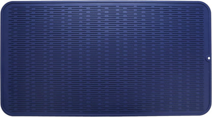 Silicone Dish Drying Mat for Multiple Usage,Easy clean,Eco-friendly,Heat-resistant Silicone Mat for Kitchen Counter or Sink,Refrigerator or Drawer Liner Navy Blue 4XL 32 inches x 18 inches