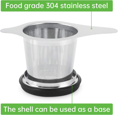 Two Pack Tea Infuser Basket Stainless Steel Tea Strainer Tea Filter With Small Strainer And Lid Tea Diffuser For Loose Tea Superior Brewing Experience (Two pack silver)