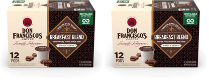Don Francisco's Breakfast Blend Dark Roast Coffee Pods - 12 Count - Recyclable Single-Serve Coffee Pods, Compatible with your K- Cup Keurig Coffee Maker (Pack of 2)