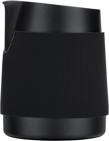 Normcore Handleless Milk Frothing Jug, Milk Pitcher 15.2 oz, Milk Frother Steamer Cup Stainless Steel Espresso Cup, Sharp Spout, Black, 450 ml