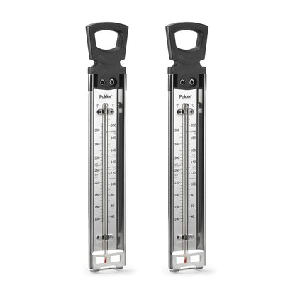 Polder Candy/Jelly/Deep Fry Thermometer, Stainless Steel, with Adjustable Sliding Pot Clip Attachment and Quick Reference Temperature Guide