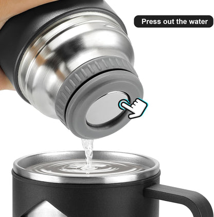 Stainless Steel Thermo 700ml/23.7oz Vacuum Insulated Bottle with Cup for Coffee Hot drink and Cold drink water flask.(Black,Set)