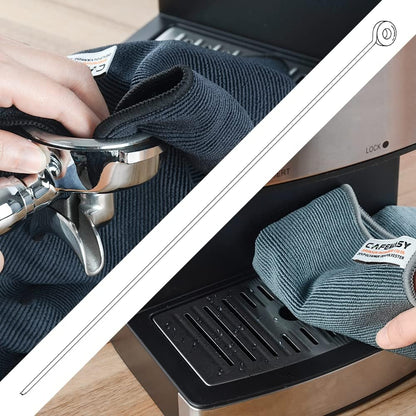 CAFEMASY Barista Cleaning Towel with Hook Set Pack of 3pcs Soft Barista Mirco Fiber Cloth for Cleaning Espresso Coffee Machine Steam Wand and Coffee Bar Counter
