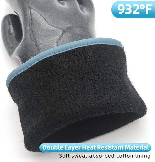 DEYAN Silicone BBQ Gloves, 932°F Heat Resistant Oven Gloves with Fingers, Kitchen Waterproof Hot Proof Glove for Fryer, Smoker, Baking, Cooking, Cutting(9/L)