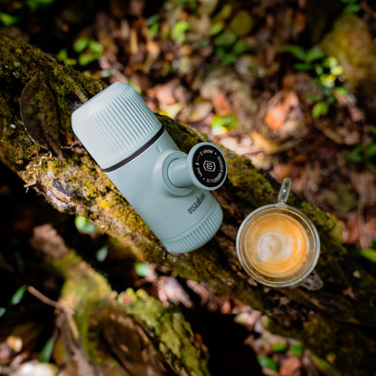 WACACO Nanopresso Portable Espresso Maker with Case, Mini Travel Coffee Machine, Perfect for Camping, Travel and Office（ Elements Arctic Blue）