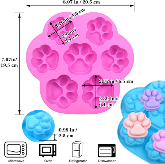 Puppy Dog Paw Bone Silicone Chocolate Moulds，Silicone Dog Treat Mold - 5 Pack