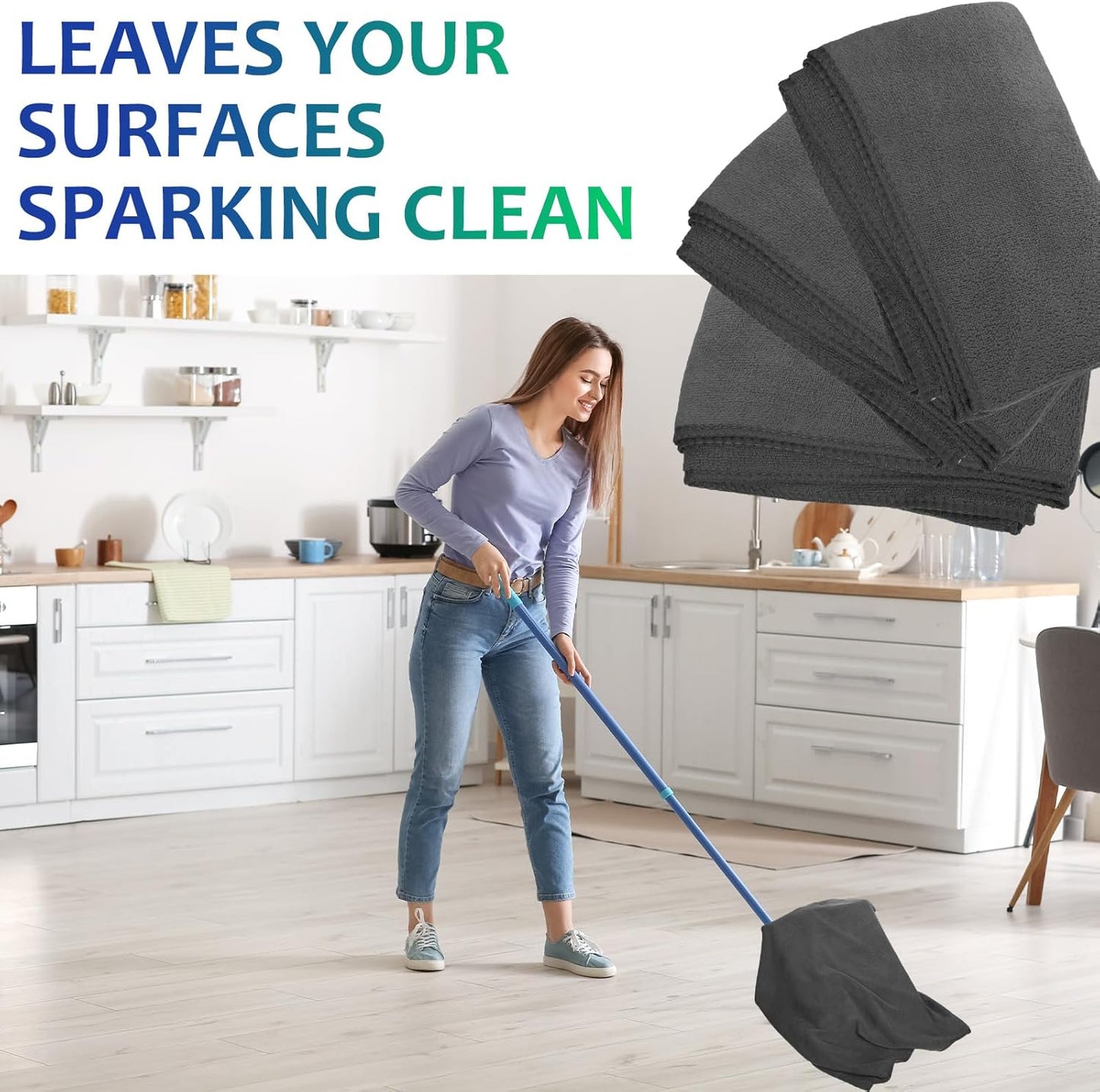 Newwiee 3 Pcs Extra Large Microfiber Cleaning Cloth 30" x 20" Washable Reusable Microfiber Towel Streak Free Lint Free Cloth for Cleaning Home Glass Office Window Bathrooms (Gray)