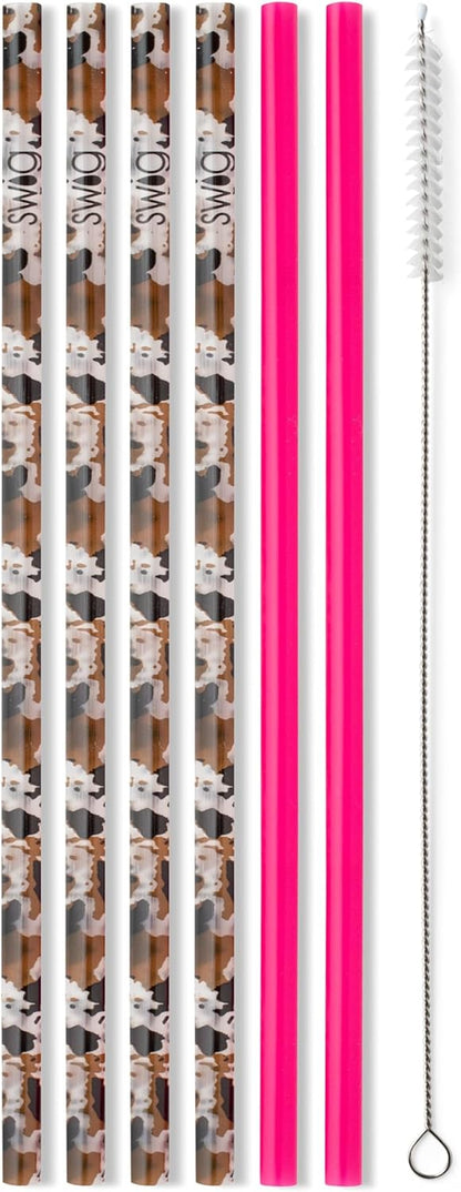 Swig Life Reusable Straws Hayride + Hot Pink Tall Straw Set & Cleaning Brush, Each Straw is 10.25 inch Long (Fits Swig Life 20oz Tumblers, 22oz, and 32oz Tumblers)