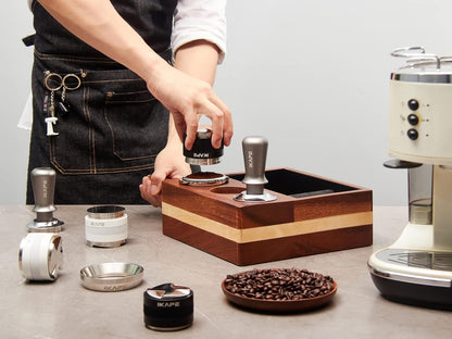 IKAPE 58.5mm Espresso Tamper, Premium Barista Coffee Tamper with Calibrated Spring Loaded, 100% Stainless Steel Base Tamper Compatible with Espresso Machine Rancilio, Gaggia Bottomless Portafilter